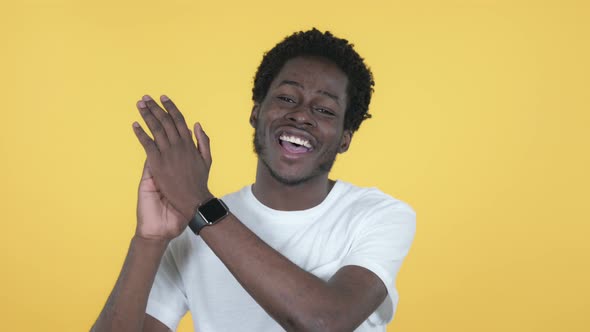Clapping African Man, Applauding, Yellow Background