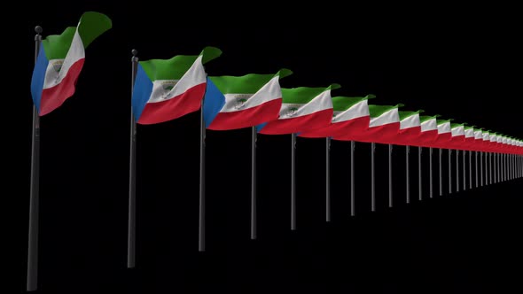 Row Of Equatorial Guinea Flags With Alpha 2K