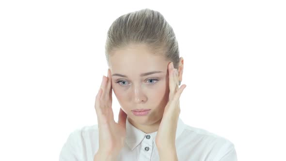 Tense Woman with Headache, Frustration