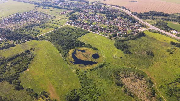 The Mysterious Lake Seems to Be Laughing Slyly Aerial View