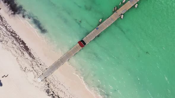 Aerial View on Tropical Beach of Caribbean Sea with Speedboats