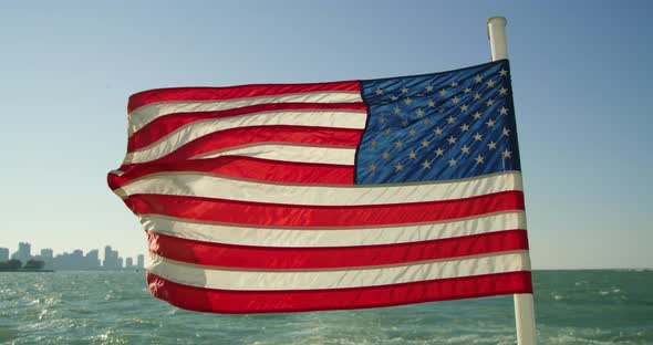 USA flag waving in the wind