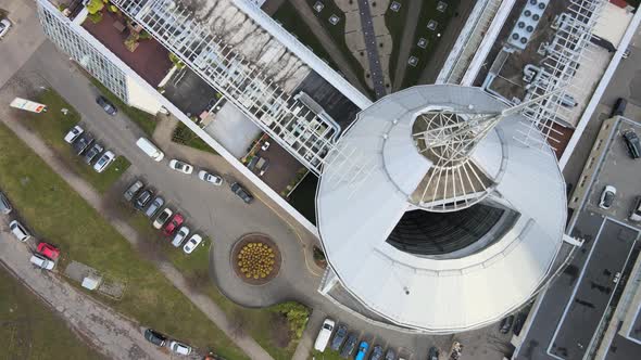 City building aerial view