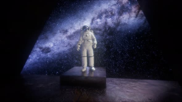 Astronaut on Space Base in Deep Space alt