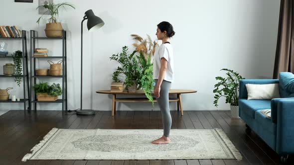 Young Indian Woman Doing Yoga, Doing Morning Meditation Exercise Breathing In The Morning