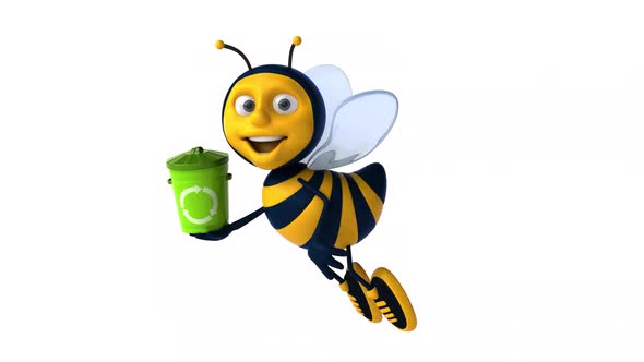 Fun 3D cartoon bee animation with alpha