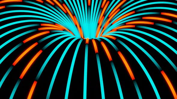 Abstract Flower Orange and Blue Led Neon Vj Loop Animation