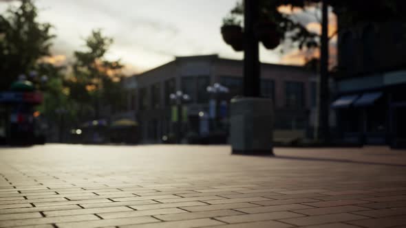 Empty Tiled Floor and Urban Skyline alt
