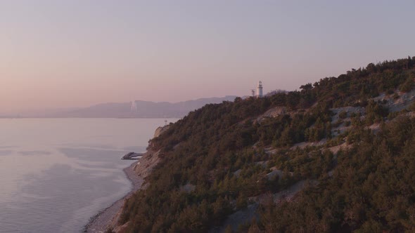 The Ship Ran Aground. Environmental Pollution at Sea. Aerial View. Grounded Ship. Drone Footage