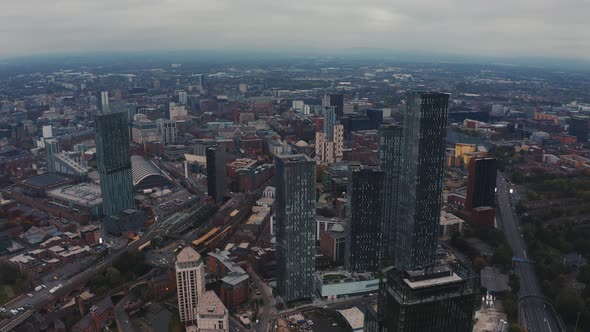 Aerial View of Manchester City in UK