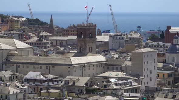 Aerial View of Old Town Genoa