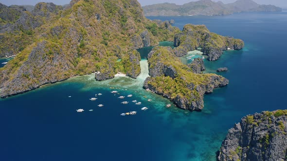 Aerial View of Rugged Miniloc Island