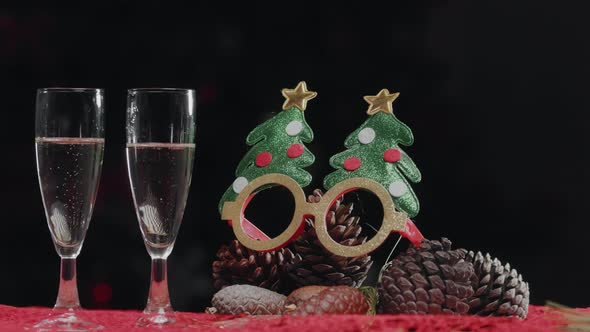 Goblets of champagne on the table for new year