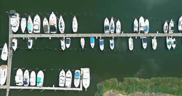 Aerial View Boats in Little Port in Ocean a Little Marina the Dockside