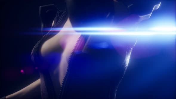 Cyberpank Young Woman, Futuristic Style alt