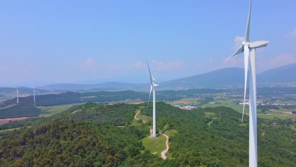 Aerial View Of A Eolic Power Plant