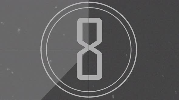 Countdown old movie from 10 to 0 number.