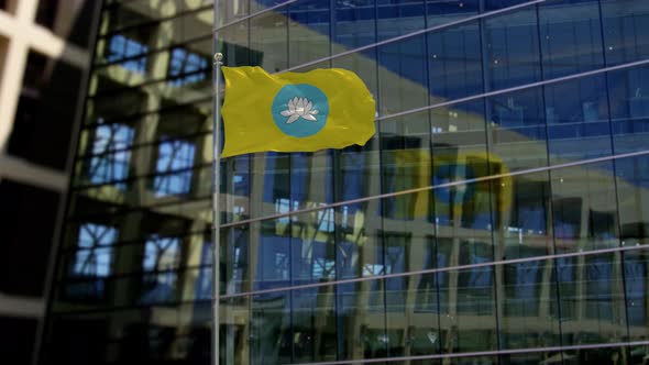 Kalmykia Flag Waving On A Skyscraper Building