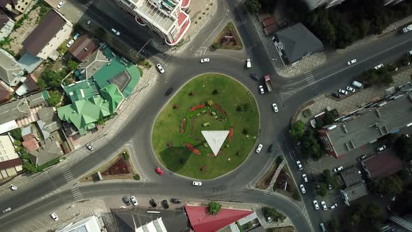  Aerial Top Down View of Traffic Jam on a Car Road and Park