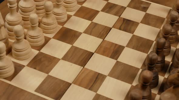 Chess Figures On A Board. Up View