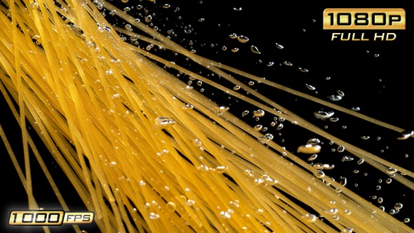 Spaghetti Pasta Falling to Water