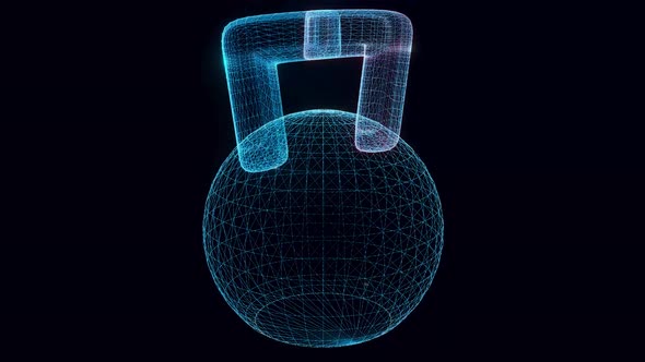 Kettlebell Hologram Rotating 4k