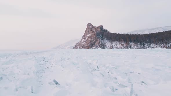 Frozen Lake Baikal Aerial View