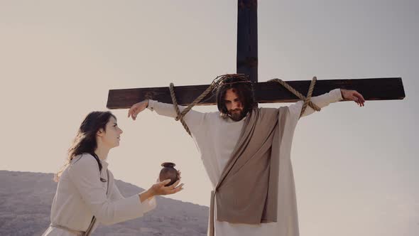 Mary Gives Water to Christ Crucified on the Cross