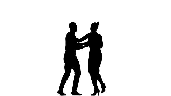 Social Latino Dancers Girl with Ponytail and Afro American Man with Naked Torso Go on Dancing on