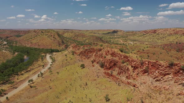 Sawpit Gorge Palm Springs, Halls Creek, Western Australia 4K Aerial Drone