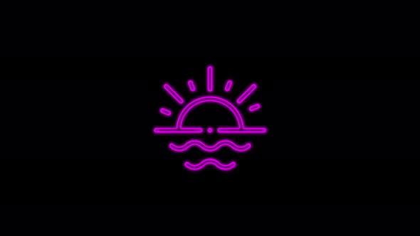 Line Sun icon isolated on black background. Summer symbol. Good sunny day.