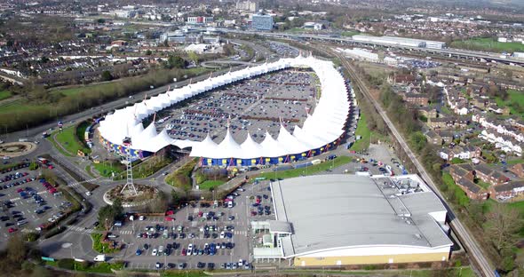 Aerial view of Ashford town, Kent, UK