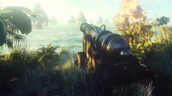 Medieval Cannon On a Tropical Island