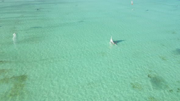 Boats in the Ocean Near the Coast of Zanzibar Tanzania Slow Motion