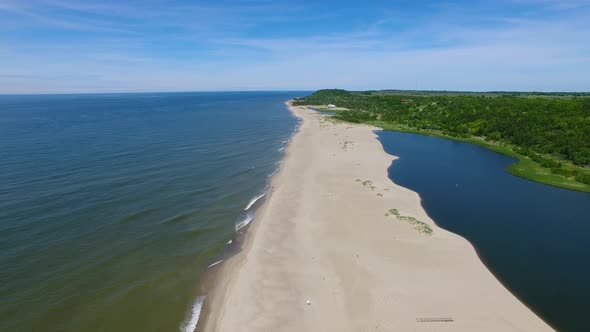 Aerial view of the Baltic coast in Yantarny resort town, Russia