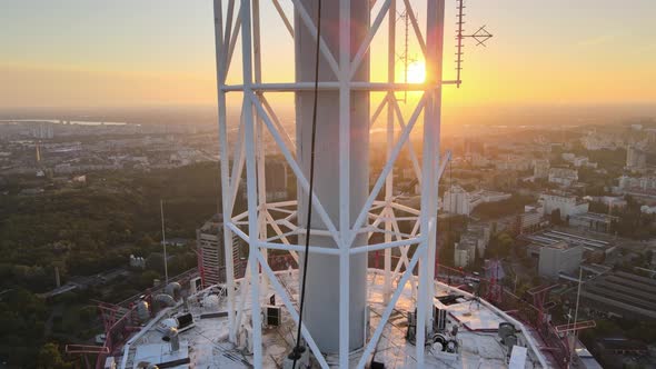 TV Tower in the Morning at Dawn in Kyiv, Ukraine