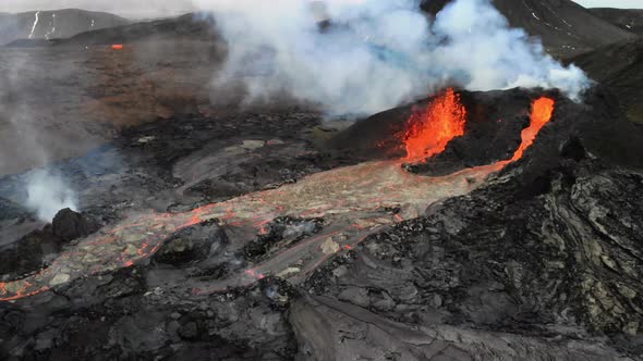 Fagradalsfjall volcano erupting in Iceland