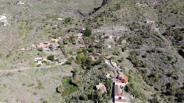 Flying Over The Masca Gorge Tenerife, Old Village In The Mountains