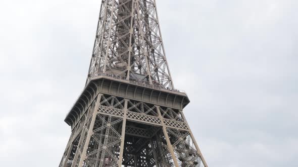 Lattice construction of Eiffel tower  located in Paris France 4K 2160p 30fps UltraHD tilt footage - 