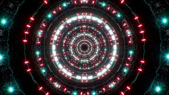 Red and Cyan Light Mechanical Tunnel Loop 4K