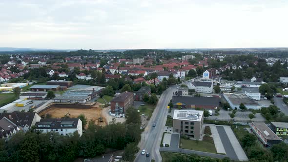 Traditional Germany Town Cityscape Buildings, Establishing Aerial