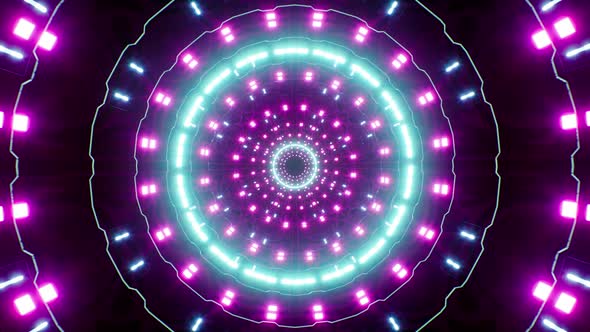 Fast Blinking Cyan Fluorescent Light Purple Neon Tunnel Loop 4K