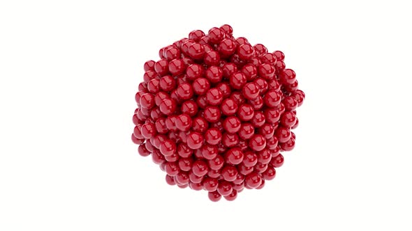 red balls multiply on white background realistic look and animation