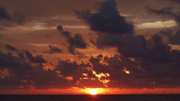 Sunset On The Horizon In The Sea