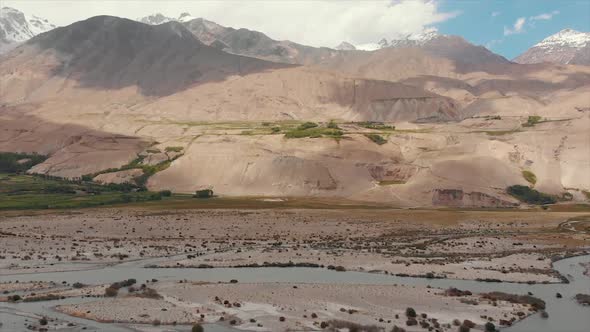 View of the Pamir, Afghanistan and Panj River Along the Wakhan Corridor