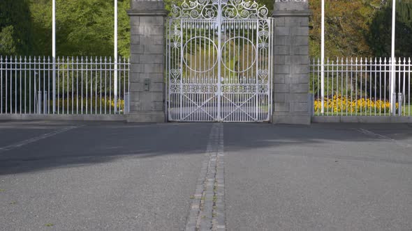 Sovereign gates of Aras an Uachtarain President house Ireland Dublin