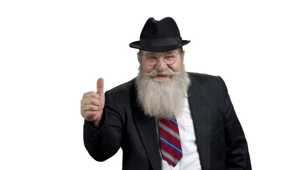 Handsome Bearded Businessman Showing Thumb Up