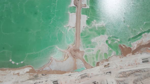 Dead Sea Salt Lake At Israel Aerial Drone Shot Above