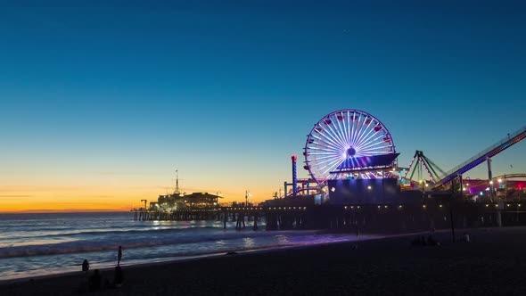 Santa Monica Pier Beach Dusk