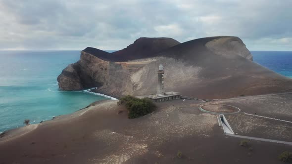 Aerial View of the Land Mass Forming of Ash Sand and Lava